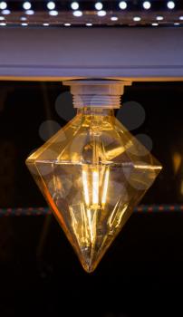 Decorative antique edison style filament light bulbs hanging