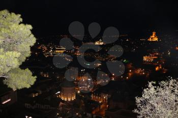 Night panoramic view of Tbilisi in Georgia