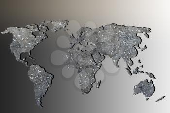 Roughly outlined world map with a gray background