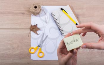 Materials and tools for hand work of art on a  desk