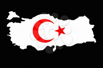 Turkish flag symbols white star and moon in Turkish map