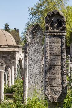 Old stones on the graves in Istanbul from Ottoman time