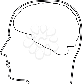 Head with brain the black color icon vector illustration
