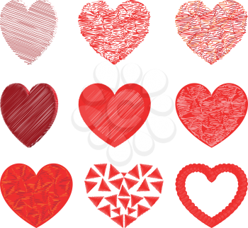 Heart set for Valentine days Art style red color