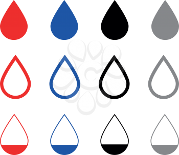 Drop set red blue black grey color Flat style