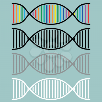 DNA or desoxyribonucleic acid icon set.