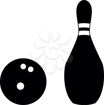 Pin and bowling ball it is black color icon .