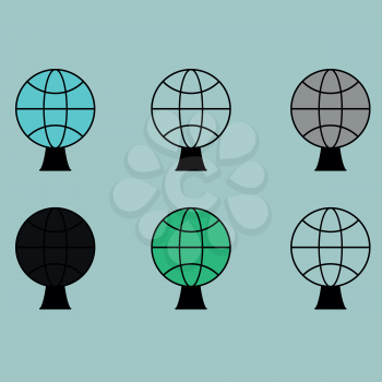 Globe or sphere different colour icon set.