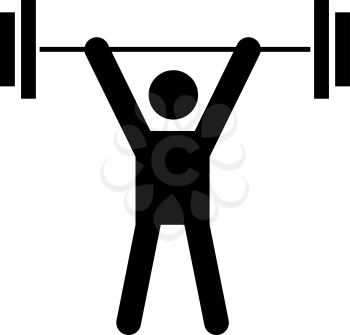 Man uping weight it is black icon . Flat style
