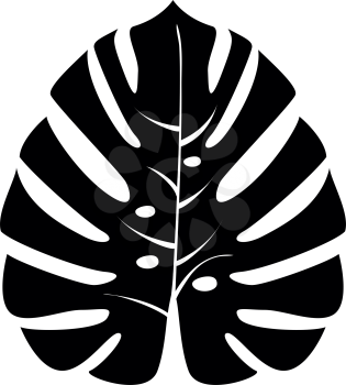 Tropical leaf it is black icon . Flat style