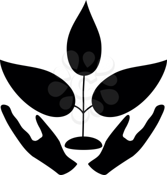 Plant and hand the black color it is black icon .