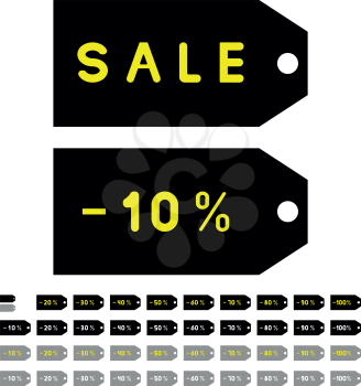 Label sale and discount set black grey color