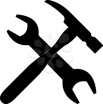 Wrench and hammer  it is the black color icon .