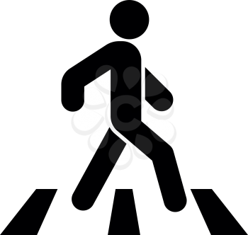 Pedestrian on zebra crossing icon black color vector illustration flat style simple image