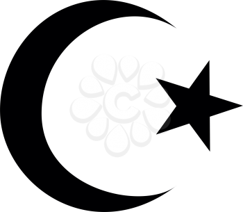 Symbol of Islam crescent and star with five corners icon black color vector illustration flat style simple image