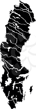 Map of Sweden icon black color vector illustration flat style simple image