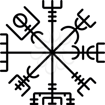Vegvisir runic compass galdrastav Navigation compass symbol icon black color vector illustration flat style simple image