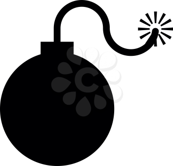 Bomb explosive military Anicent time bomb Weapon with fire spark concept advertising boom icon black color vector illustration flat style simple image