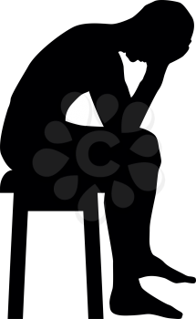 Man holding his head concept problem silhouette Sitting no seat icon black color vector illustration flat style simple image