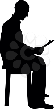 Man sitting reading Silhouette concept learing document icon black color vector illustration flat style simple image