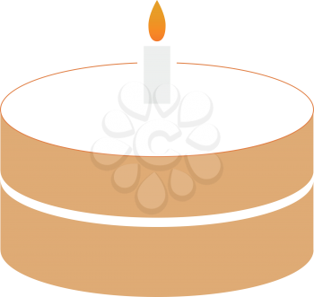 Cake with candle  it is icon . Simple style .