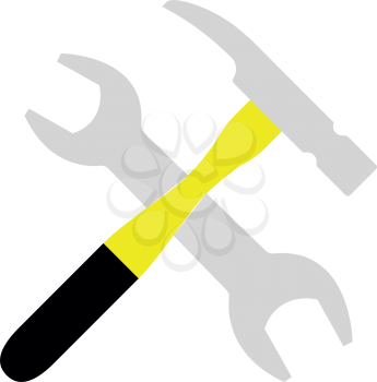Wrench and hammer  set  it is color icon . Simple style .