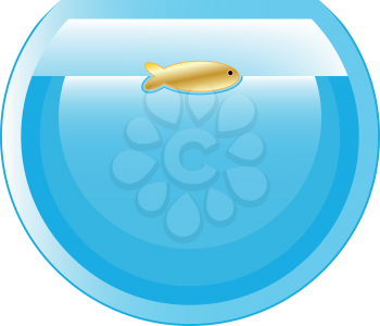 Fish in round aquarium icon . It is flat style