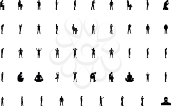Silhouette concept people man black color set solid style vector illustration