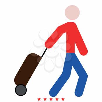 Man with suitcase icon Illustration color fill simple style
