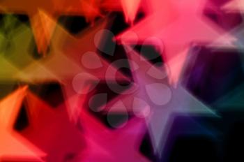 Colorful stars abstract shiny shapes blur. Holiday background.