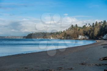 A view of the beach at Dash Point, Washington.