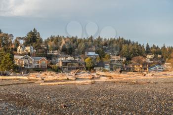 A view of hillside shoreline homes in Normandy Park, Washington.