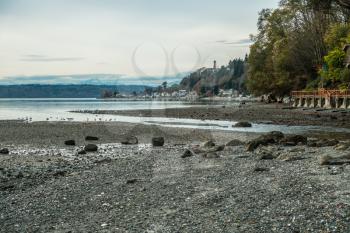 A view of Three Tree Point in Burien, Wasington on and overcast day.