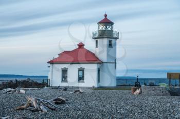 A view of a lighthouse in West Seattle, Washington.