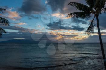 A sunset behind Lanai, Hawaii. Shot taken from Maui, Hawaii.