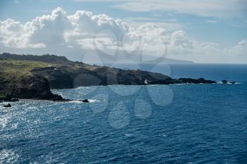 A view of the shoreline on the coast on Northwest, Maui, Hawaii.