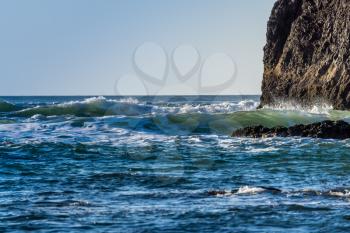 Waves roll in at Cannon Beach in Oregon State.