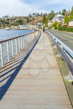 A viewo of the boardwalk in Redondo Beach, Washington.