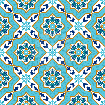 Portuguese azulejo. White and blue. Tile Seamless patterns Mayolika.