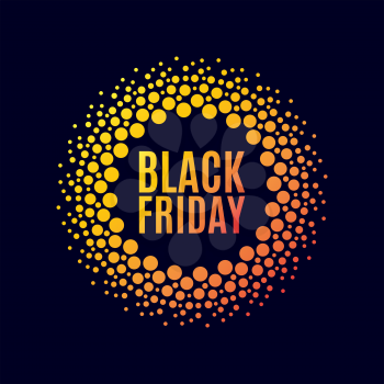 Black Friday sale. Halftone dots circle. Spotted flash . Vector poster
