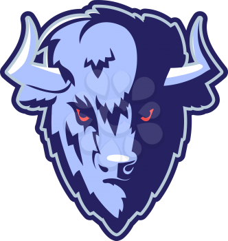 Buffalo Head Logo Mascot Emblem. Talisman college sports teams, e-sport, bull school logo, tattoo, avatar, print t-shirt. The design of the character of a wild bison. Vector illustration.