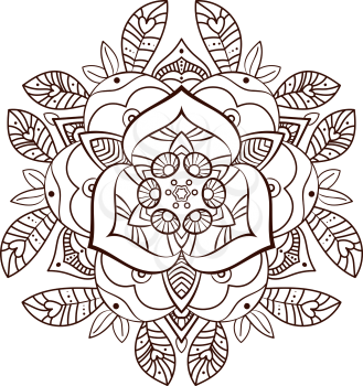 Beautiful ornamental peony flower. Coloring book for adults. old school tattoo, print on postcards, T-shirts, packaging, smartphone cover, napkins, pillows. Alchemical Tarot Magic Rose. Vector 