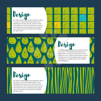 Set Vector  hipster backgrounds in blues and greens. Hand drawn style Trend green flash color.