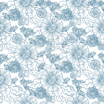 Trendy blue Seamless Floral Pattern Vector illustration