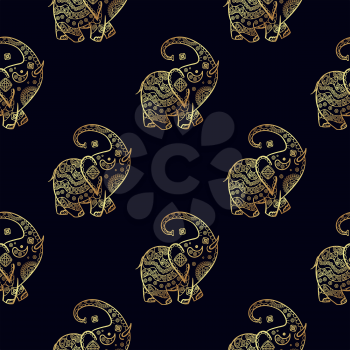 Gold elephant seamless pattern. Texture for scrapbooking, wrapping paper, textiles, home decor, skins smartphones, website, web page, textile wallpapers, surface design fashion wallpaper