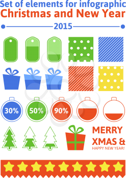 Set elements of infographics for Christmas and New Year in flat style