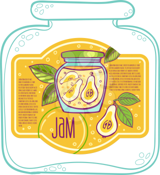 Sweet and healthy homemade jam paper label  vector illustration