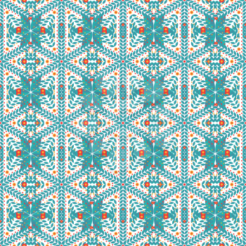 Vintage winter seamless  pattern of blue snowflakes 