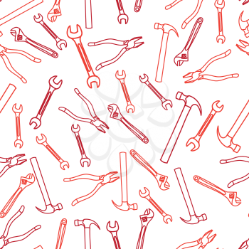 repair working tools - doodle seamless background hand drawn
