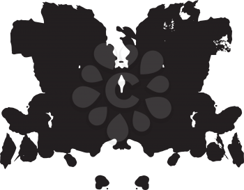 Rorschach inkblot test illustration, random symmetrical abstract ink stains. Psycho diagnostic for inkblot, Rorschach projection psychological techniques or a simple test for silhouette spot Vector